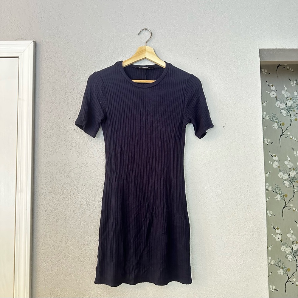 Reformation Navy Ribbed Mini Dress